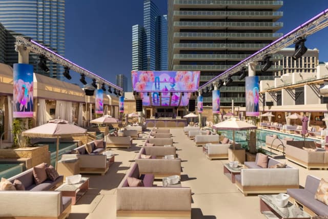 Pool deck and cabanas at Marquee Dayclub Las Vegas