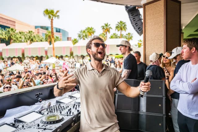 Palm Tree Beach Club Las Vegas — Zedd performing in the DJ booth