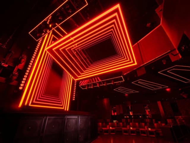 Marquee Nightclub Las Vegas — Geometric lighting in the main room Marquee Nightclub Las Vegas — Geometric lighting in the main room